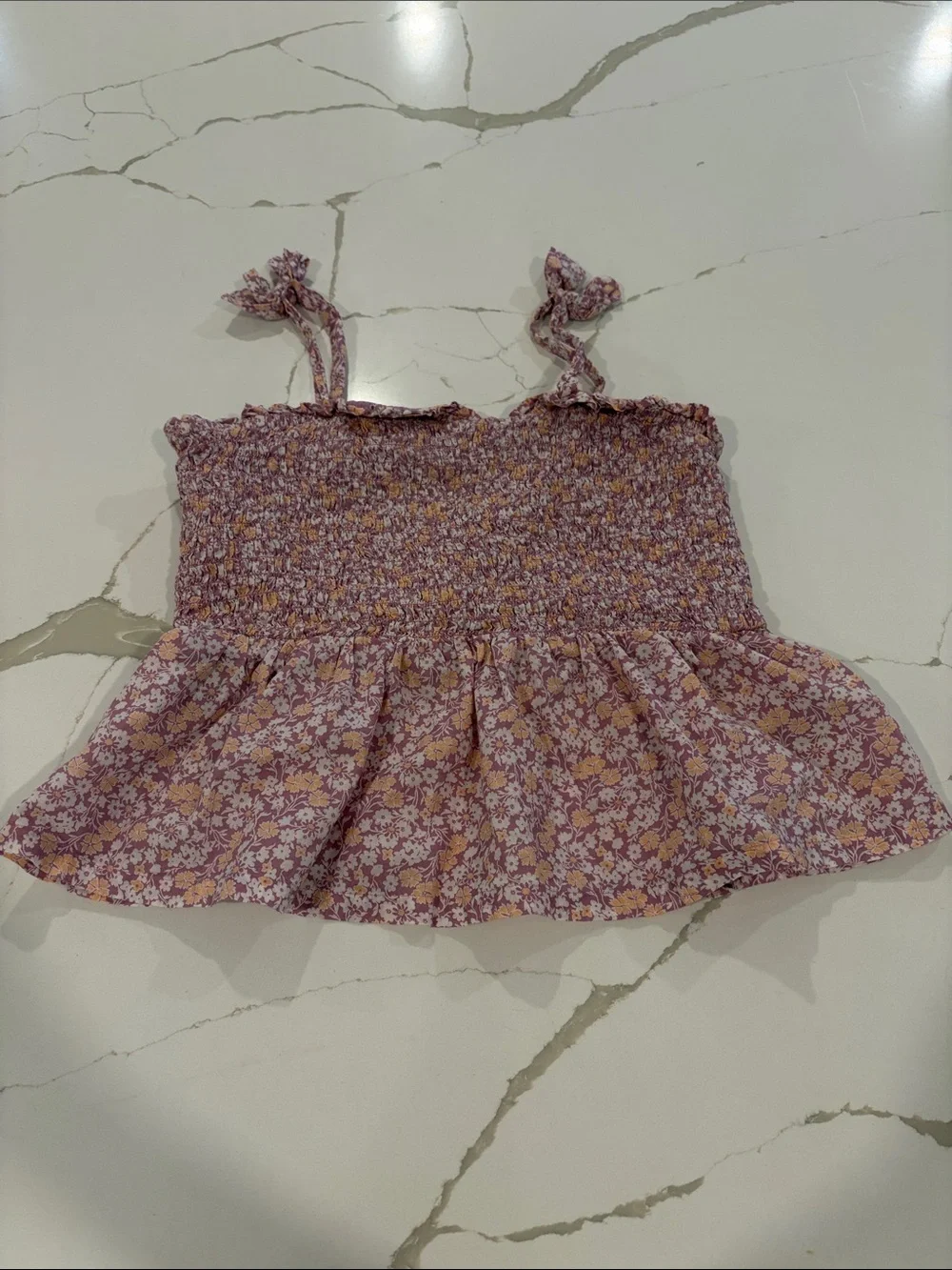 GAP Girls Floral Smocked Tank Top